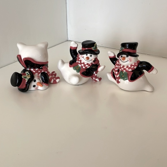 Fitz and Floyd, Holly Jolly Snowman, set of 3 with original box. Winter display! - Picture 14 of 15